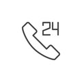 24 hours phone support outline icon