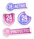 24 hours protected, active protection stickers collection