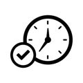 Hours, punctuality, time icon. Black vector graphics
