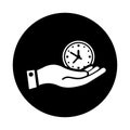 Hours, punctuality, time icon. Black vector sketch