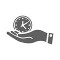 Hours, punctuality, time icon. Gray vector sketch
