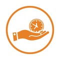 Hours, punctuality, time icon. Orange vector sketch