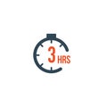 3 hours round timer or Countdown Timer icon. deadline concept. Delivery timer. Stock Vector illustration isolated on white