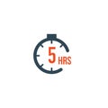 5 hours round timer or Countdown Timer icon. deadline concept. Delivery timer. Stock Vector illustration isolated on white