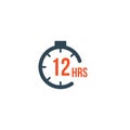 12 hours round timer or Countdown Timer icon. deadline concept. Delivery timer. Stock Vector illustration isolated on white