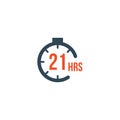 21 hours round timer or Countdown Timer icon. deadline concept. Delivery timer. Stock Vector illustration isolated on white
