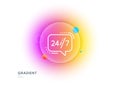 24 hours service line icon. Call support sign. Gradient blur button. Vector Royalty Free Stock Photo