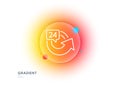 24 hours service line icon. Repeat every day sign. Gradient blur button. Vector Royalty Free Stock Photo