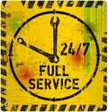 24 hours service sign, Royalty Free Stock Photo