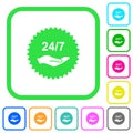 24 hours seven service sticker vivid colored flat icons