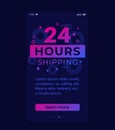24 hours shipping mobile banner, vector Royalty Free Stock Photo