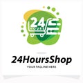 24 Hours Shop Logo Template Design Template Royalty Free Stock Photo