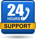 24 hours support web button blue Royalty Free Stock Photo