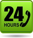 24 hours support web button green Royalty Free Stock Photo