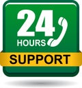 24 hours support web button green Royalty Free Stock Photo