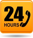 24 hours support web button orange Royalty Free Stock Photo