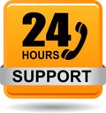 24 hours support web button orange Royalty Free Stock Photo