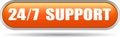 24 hours support web button orange Royalty Free Stock Photo