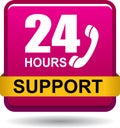 24 hours support web button pink Royalty Free Stock Photo