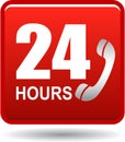 24 hours support web button red Royalty Free Stock Photo