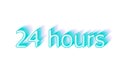 24 hours. Surround the phrase in the text figure. round the clock work. Vector illustration of blue color