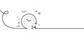 24 hours time line icon. Clock sign. Watch. Continuous line with curl. Vector Royalty Free Stock Photo