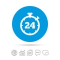 24 hours Timer sign icon. Stopwatch symbol.