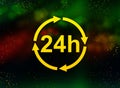 24 hours update icon abstract bokeh dark background