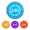 24 hours update icon flat design round buttons set illustration design Royalty Free Stock Photo