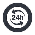 24 hours update icon flat vector round button clean black and white design concept isolated illustration Royalty Free Stock Photo