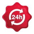 24 hours update icon misty rose red starburst sticker button Royalty Free Stock Photo