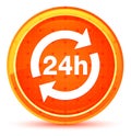 24 hours update icon natural orange round button Royalty Free Stock Photo