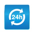 24 hours update icon shiny blue square button