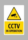 Warning Security notice Under surveillance sign, caution CCTV camera in operation sign vector eps10