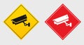 Warning Security notice Under surveillance sign, caution CCTV camera in operation sign vector eps10