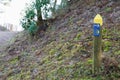 Hourtin , Aquitaine / France - 12 28 2019 : pathway roadsign on the Way of St. James Camino Santiago de Compostela Spain