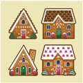 Merry Christmas gingerbread house collection Royalty Free Stock Photo