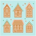 Merry Christmas gingerbread house collection Royalty Free Stock Photo