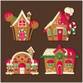 Merry Christmas gingerbread house collection Royalty Free Stock Photo