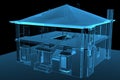 House 3D rendered blue