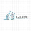 House Abstract Real Estate Countryside Logo Design Template for Company. Building Vector Silhouette with simple line minimalist Royalty Free Stock Photo