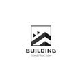 House Abstract Real Estate Countryside Logo Design Template for Company. Building Vector Silhouette, square logo