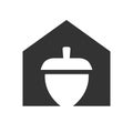 House and acorn oak logo template, nut and home icon design - Vector Royalty Free Stock Photo