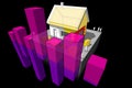 House with additional insulation and business diagram Royalty Free Stock Photo