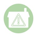 House with alert symbol block silhouette style icon