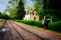 House along railroad tracks in Portland, Pennsylvania.