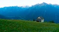 House in the alpine mountains of Switzerland. Royalty Free Stock Photo