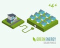 House with alternative Eco Green Energy, flat 3d web isometric infographic concept.