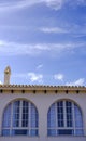 house with arched windows and sky. Fornells, Menorca, Balearic Islands, spain