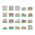 House Architectural Exterior Icons Set Vector .